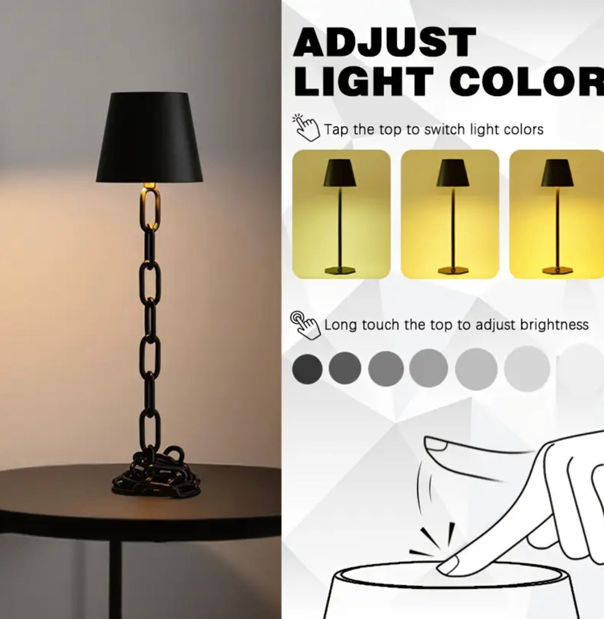 Modern Industrial Table Lamp with Touch Control